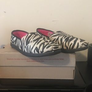 Bob”s Zebra Print Slip ons